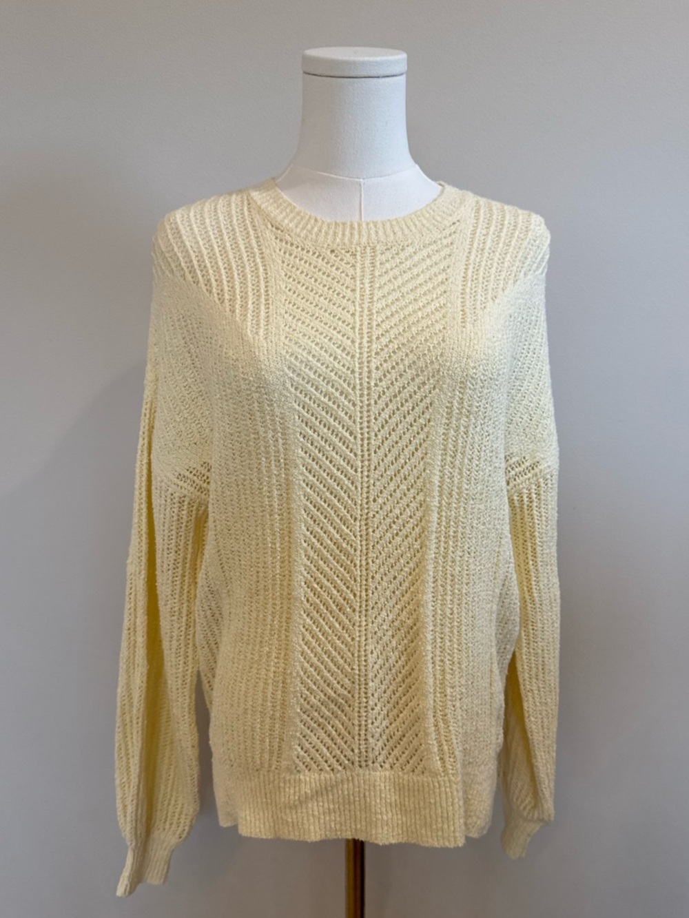 Lucky Brand Light Yellow Open-Knit Sweater